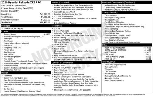 2026 Hyundai PALISADE XRT Pro