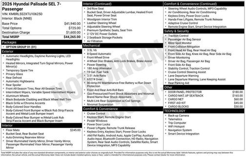 Sapphire 2026 Hyundai PALISADE SEL