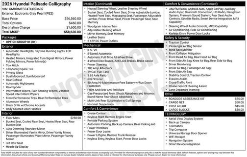 2026 Hyundai PALISADE Calligraphy