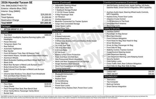 2026 Hyundai TUCSON SE