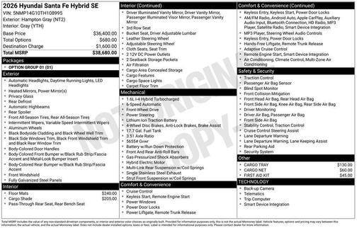 2026 Hyundai SANTA FE HEV SE