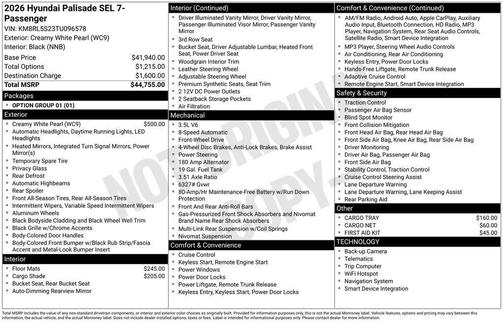 2026 Hyundai PALISADE SEL 7P