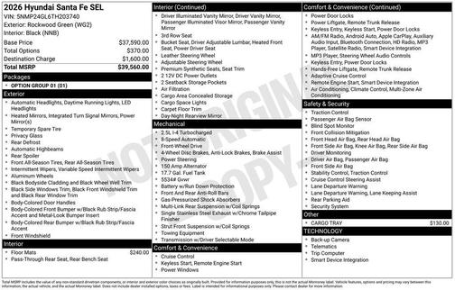 2026 Hyundai SANTA FE SEL