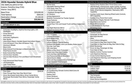 2026 Hyundai SONATA Hybrid Blue