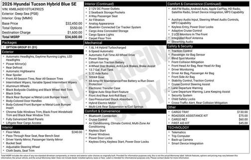 2026 Hyundai TUCSON Hybrid Blue SE
