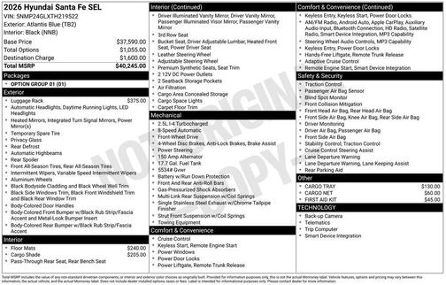 Atlantic Blue 2026 Hyundai SANTA FE SEL