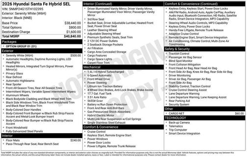 2026 Hyundai SANTA FE HEV SEL