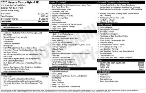 Ash Black 2026 Hyundai TUCSON Hybrid SEL