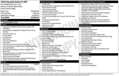 Phantom Black 2026 Hyundai SANTA FE XRT