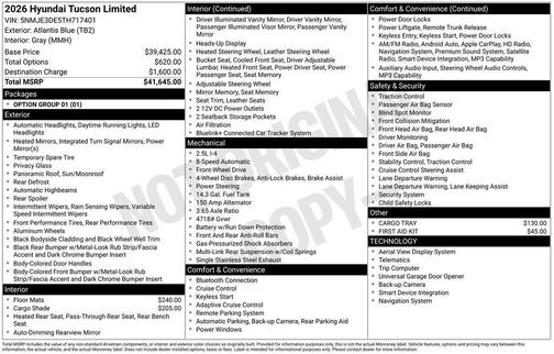 Atlantic Blue 2026 Hyundai TUCSON Limited