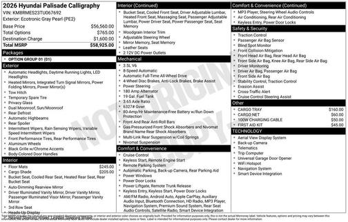 2026 Hyundai PALISADE Calligraphy