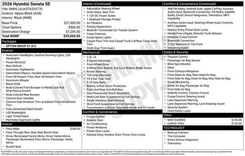 2026 Hyundai SONATA SE