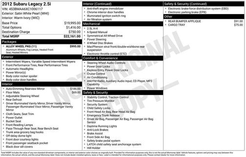 2012 Subaru Legacy Base