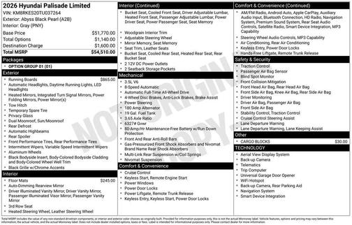 2026 Hyundai PALISADE Limited