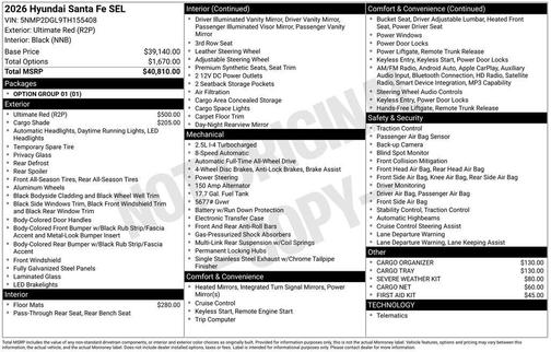 2026 Hyundai SANTA FE SEL 2.4