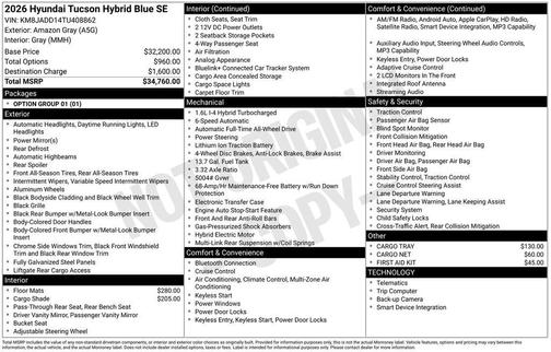 2026 Hyundai TUCSON Hybrid Blue SE