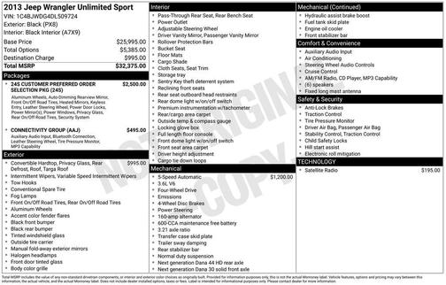 Black Clearcoat 2013 Jeep Wrangler Unlimited Sport