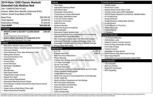 Billet Silver Metallic Clearcoat 2019 RAM 1500 Classic Warlock Quad Cab 4x4 6'4' Box