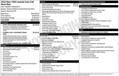 Diamond Black Crystal Pearlcoat 2022 RAM 1500 Laramie