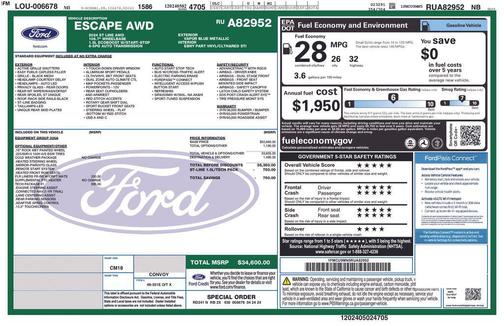 VAPOR BLUE METALLIC 2024 Ford Escape ST-Line