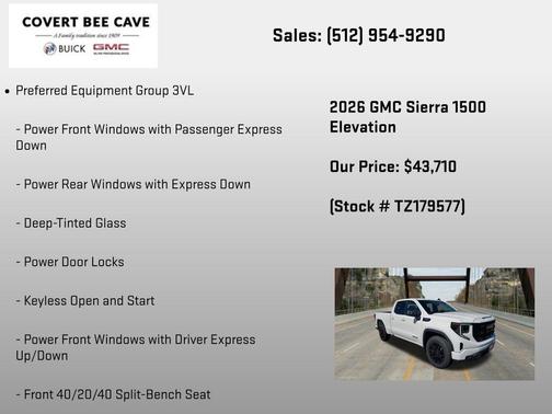 Summit White 2026 GMC Sierra 1500 Elevation