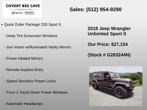 Black Clearcoat 2018 Jeep Wrangler Unlimited Sport