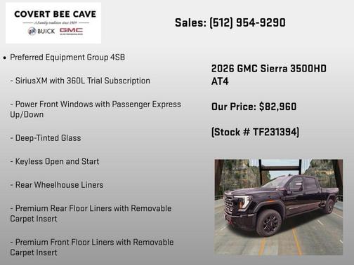 Onyx Black 2026 GMC Sierra 3500 AT4