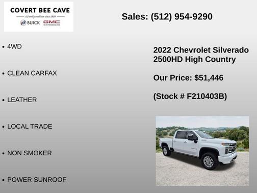Summit White 2022 Chevrolet Silverado 2500 High Country