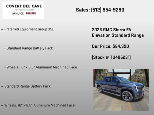 Ocean 2026 GMC Sierra EV Standard Range Elevation
