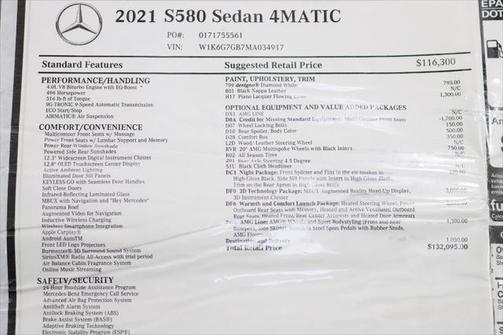 2021 Mercedes-Benz S-Class S 580 4MATIC