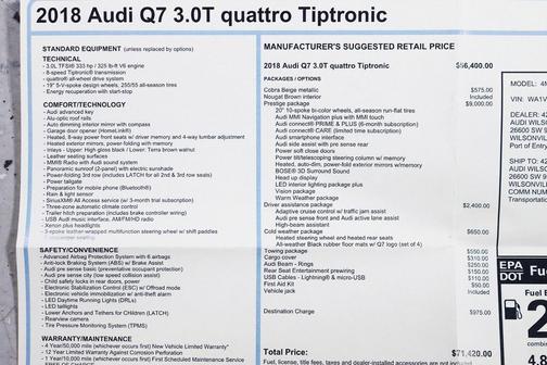 2018 Audi Q7 3.0T Prestige