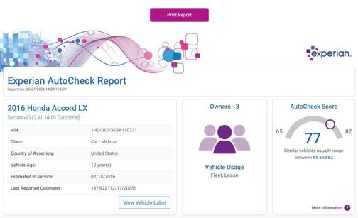 White Orchid Pearl 2016 Honda Accord LX