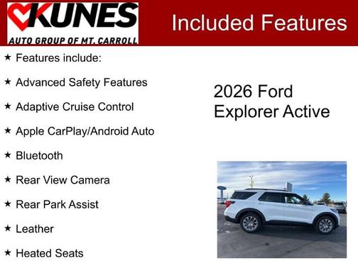 Star White Metallic Tri-Coat 2026 Ford Explorer Active (200A) 4WD