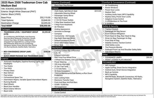 2025 RAM 2500 Tradesman Crew Cab 4x4 6'4' Box