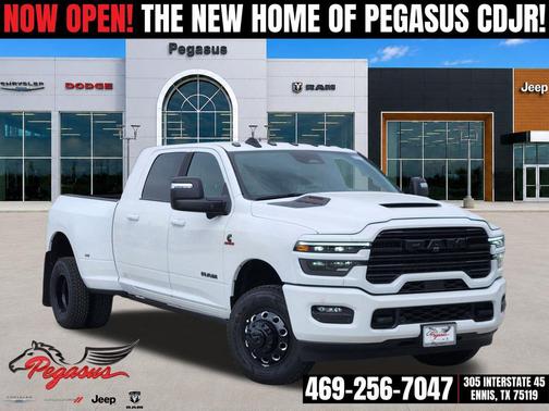 Bright White Clearcoat 2026 RAM 3500 Laramie Mega Cab 4x4 6'4' Box