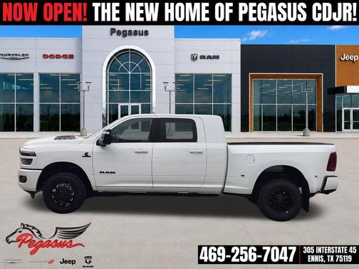 Bright White Clearcoat 2026 RAM 3500 Laramie Mega Cab 4x4 6'4' Box