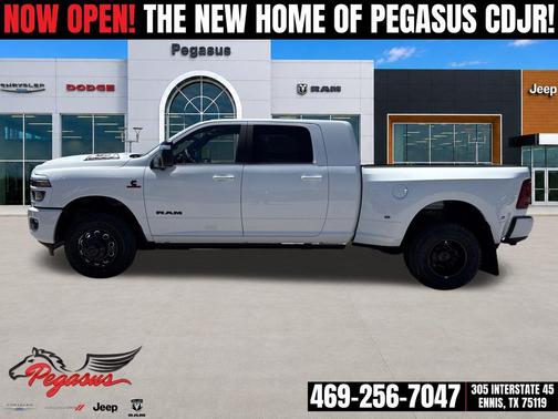 Bright White Clearcoat 2026 RAM 3500 Laramie Mega Cab 4x4 6'4' Box