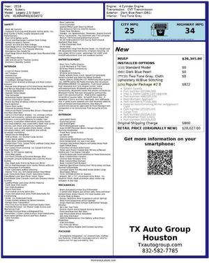 2018 Subaru Legacy 2.5i Sport