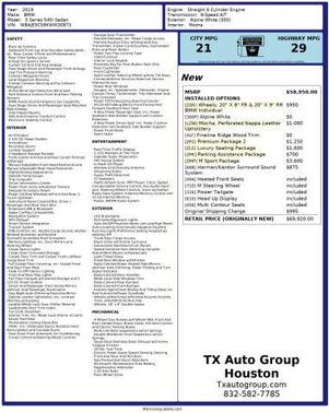 White 2019 BMW 540 i