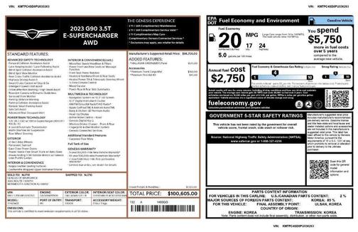 2023 Genesis G90 3.5T e-SC