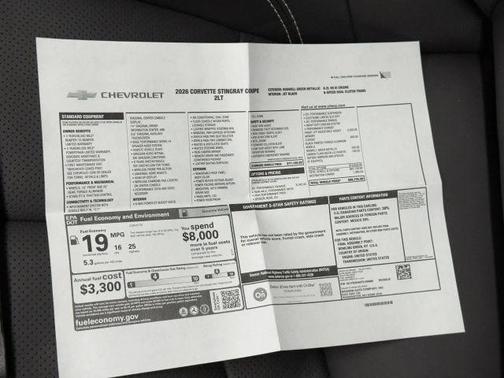 2026 Chevrolet Corvette Stingray w/2LT