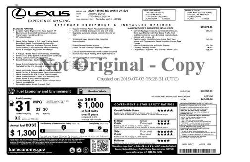 2020 Lexus NX 300h Base