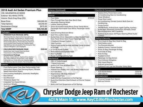 2018 Audi A4 2.0T Premium Plus