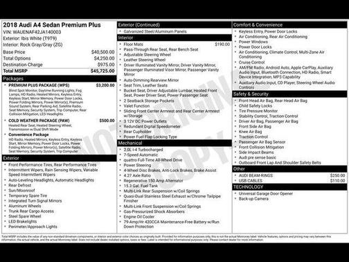 2018 Audi A4 2.0T Premium Plus