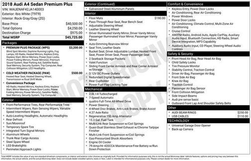 2018 Audi A4 2.0T Premium Plus