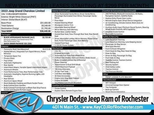 Bright White Clearcoat 2023 Jeep Grand Cherokee Limited
