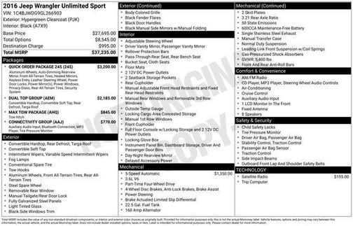 2016 Jeep Wrangler Unlimited Sport