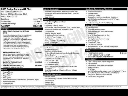 DB Black Crystal Clearcoat 2021 Dodge Durango GT Plus