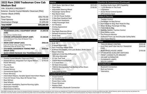 2022 RAM 2500 Tradesman Crew Cab 4x4 6'4' Box