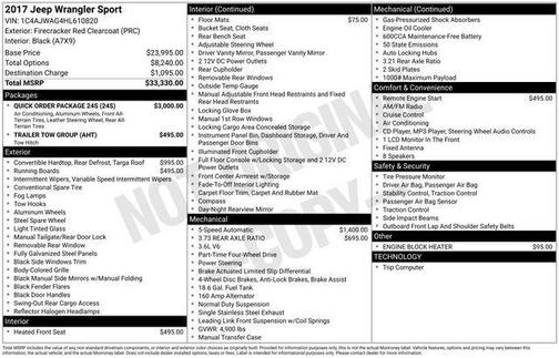 2017 Jeep Wrangler Sport